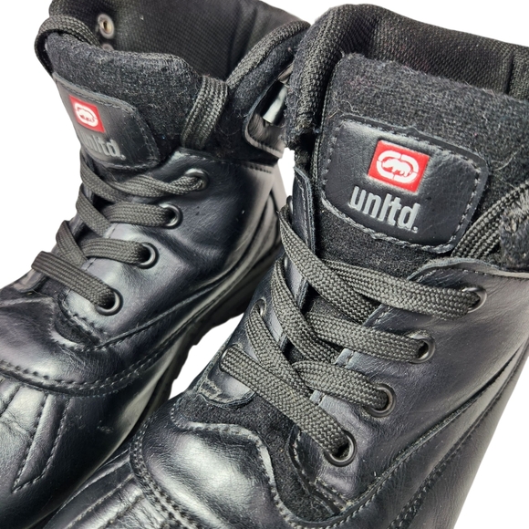 Ecko Unlimited Black Kids Youth Boots Size 6 Lace Up - Picture 6 of 13